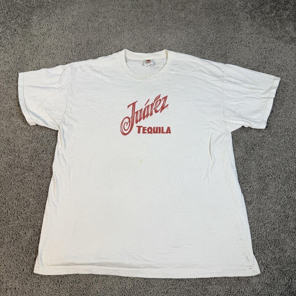 Vintage Juarez Tequila Shirt Mens XL White Graphic Y2K Promo Heavyweight Cotton